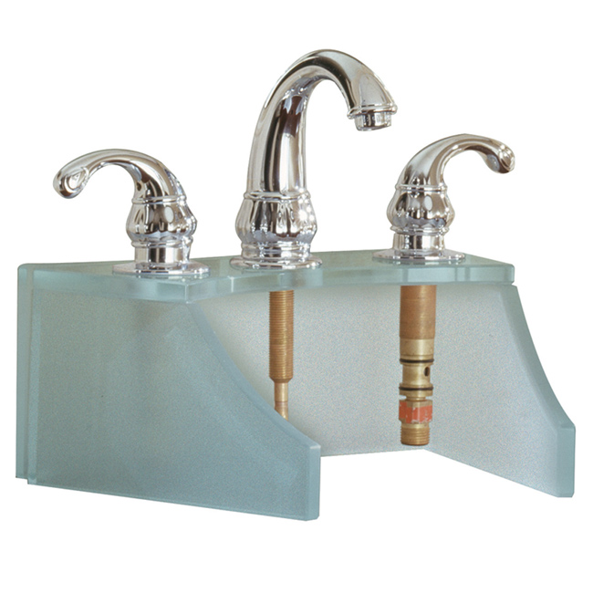 Tempered Glass Frosted Metallic Silver Faucet Stand - 9400T-MS