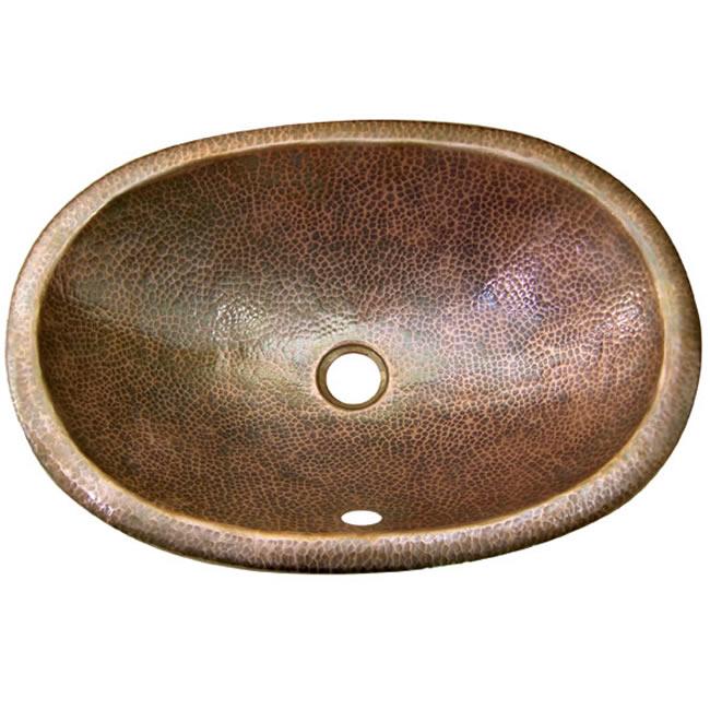 Oval Copper Self Rim Antique Finish Lavatory Sink