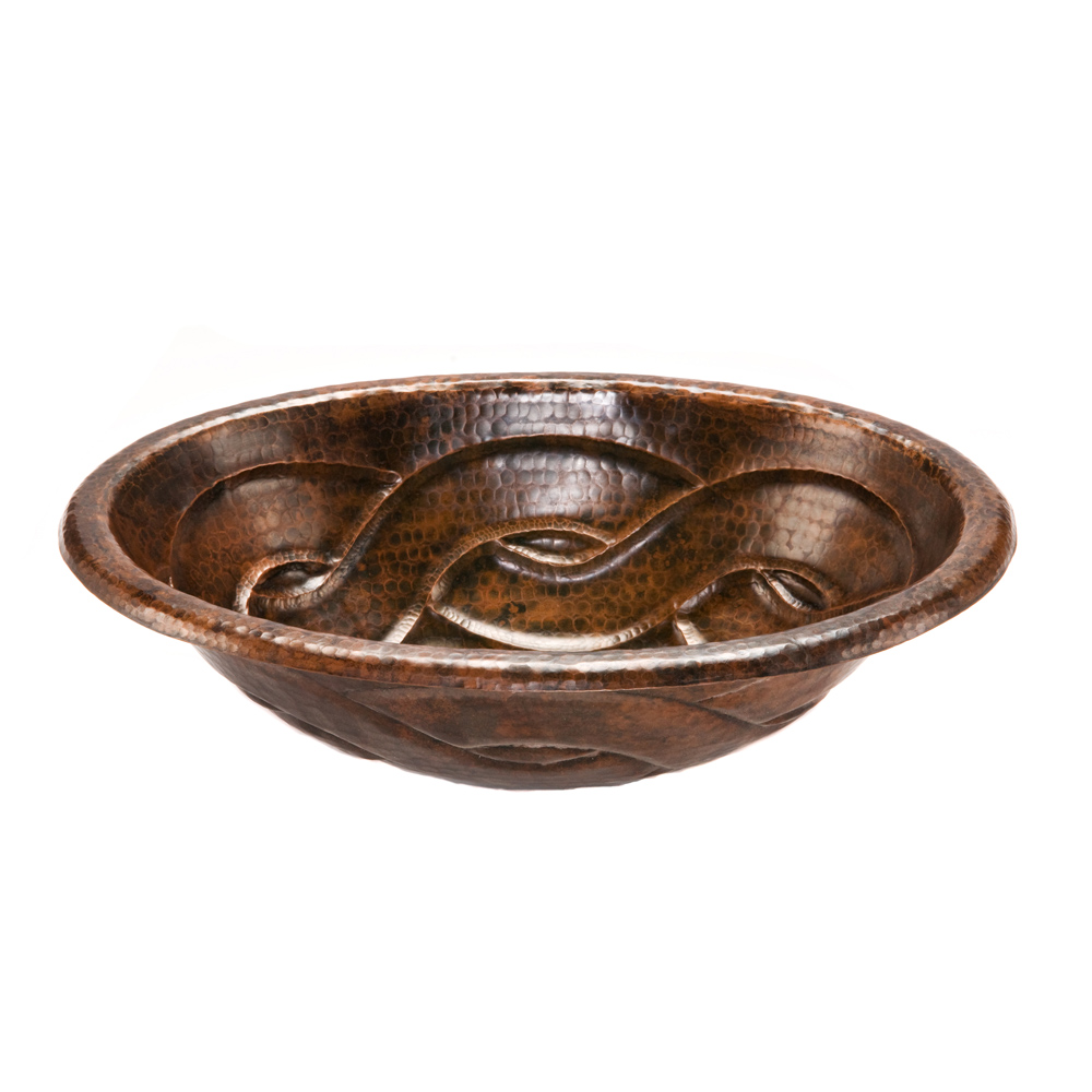 Premier Copper Products Oval Braid Self-rimming Hammered Copper Sink