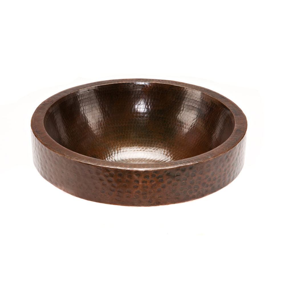 Premier Copper Products Round Skirted Hammered Copper Vessel Sink