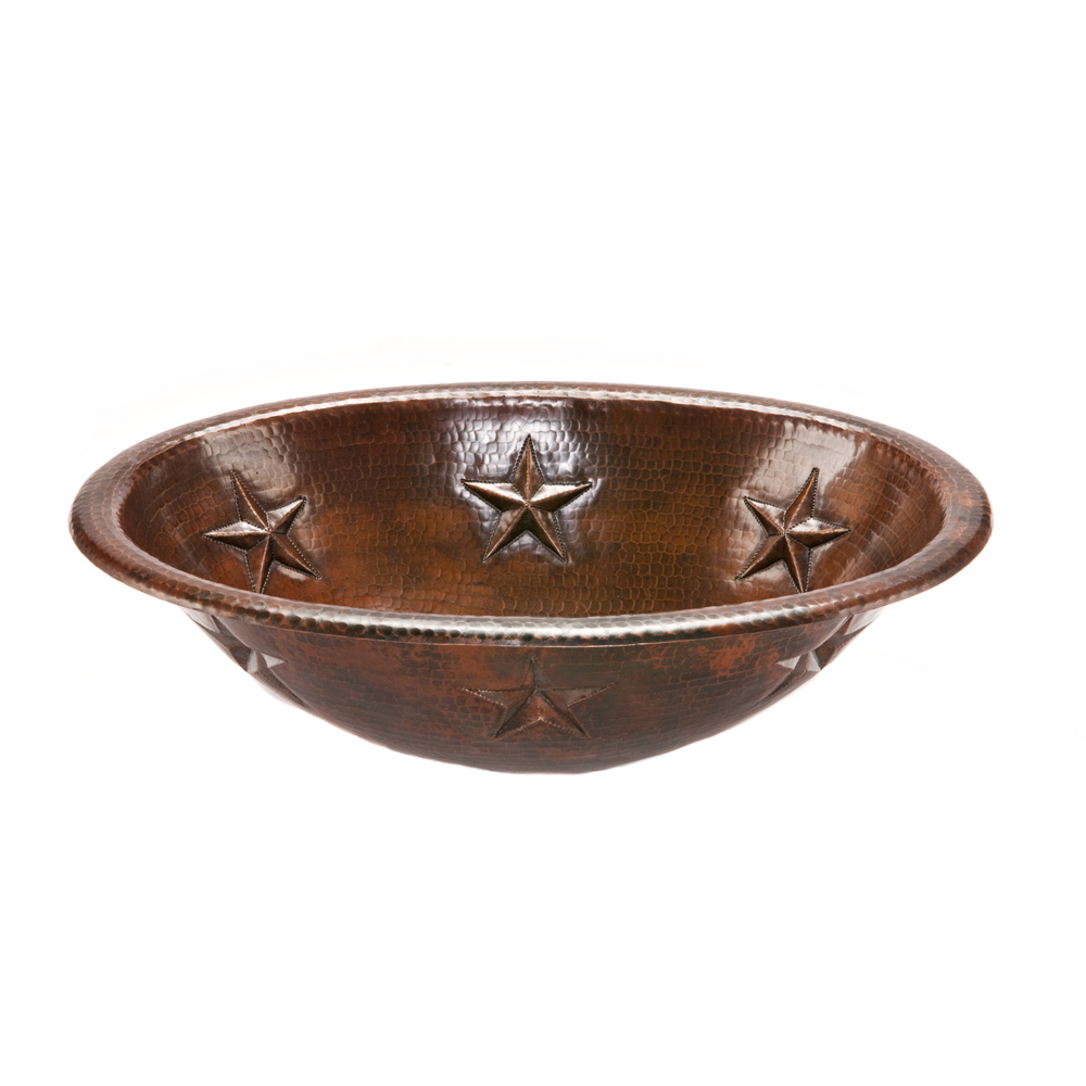 Oval Star Self Rimming Hammered Copper Sink
