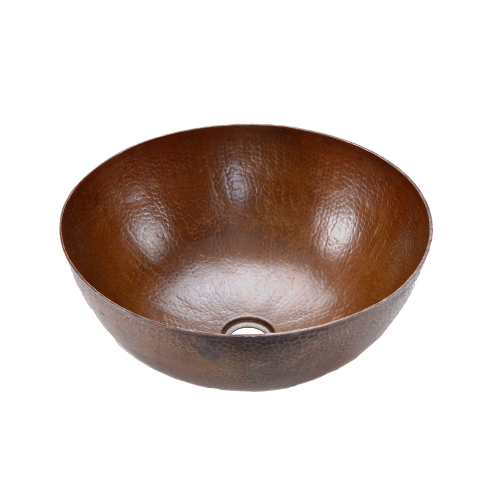Premier Copper Products Small Round Vessel Hammered Copper Sink