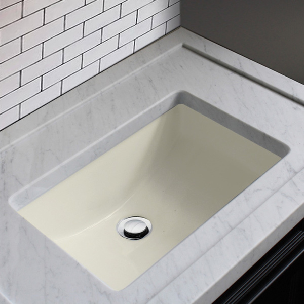 Highpoint Collection Ceramic 18x12-inch Undermount Vanity Sink - Bisque - Rectangular Ceramic Undermount Sink