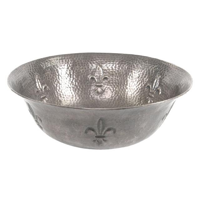 Brass Elegans Copper Hand-hammered Fleur-di-lis Pewter Vessel Sink