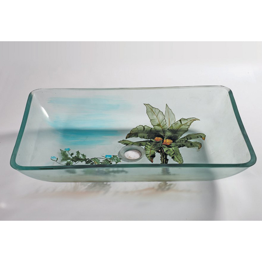 Square Glass Sink Bowl - 1/2' Thick, Rectangular Shape