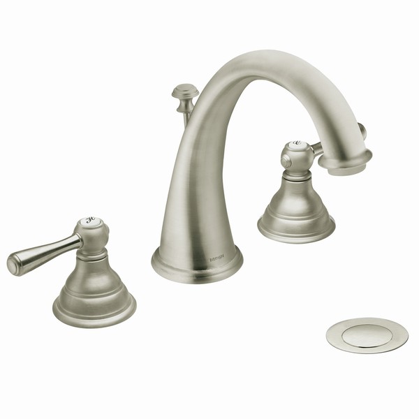 Moen T6125BN Kingsley 2-handle High Arc Brushed Nickel Bathroom Faucet