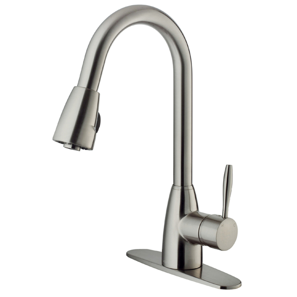 VIGO Graham Stainless Steel Pull-Down Spray Kitchen Faucet with Deck Plate - na