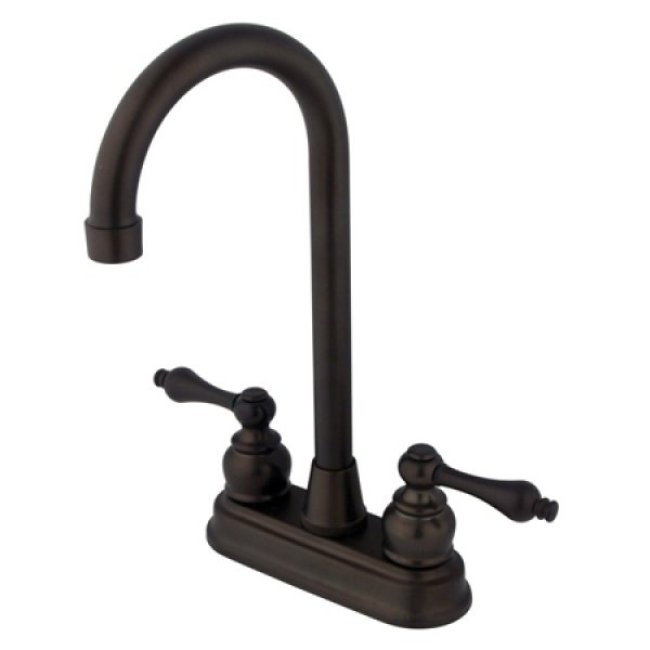 Double-Handle Oil-Rubbed Bronze Bar Faucet - Solid Lever Handles