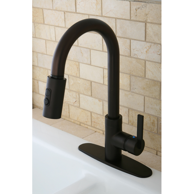 Modern Single Handle Oil Rubbed Bronze Faucet with Pull-Down Spout - Oil Rubbed Bronze
