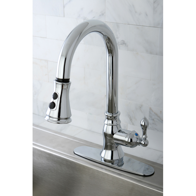 Classic Chrome Single Handle Faucet with Pull Down Spout - Chrome