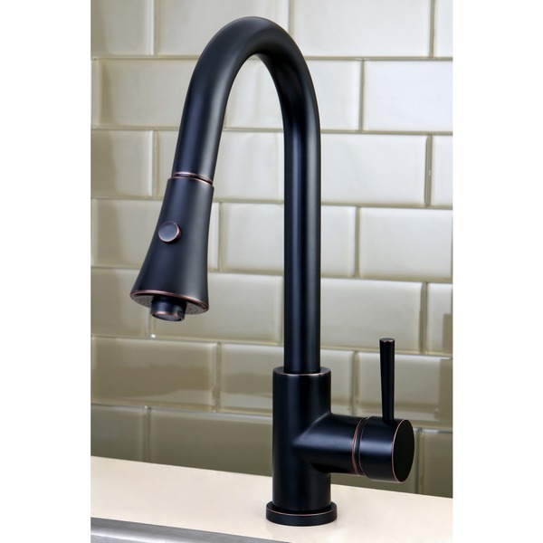 Kitchen Two-Tone Oil Rubbed Bronze Single Handle Faucet with Pull Down Spout - Two-Tone Oil Rubbed Bronze