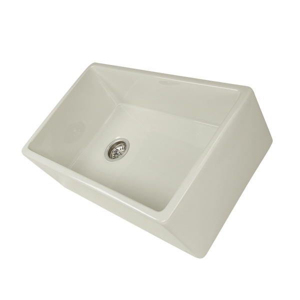 Highpoint Collection 30-inch Bisque Fireclay Farm Sink with Side Position Drain - Bisque