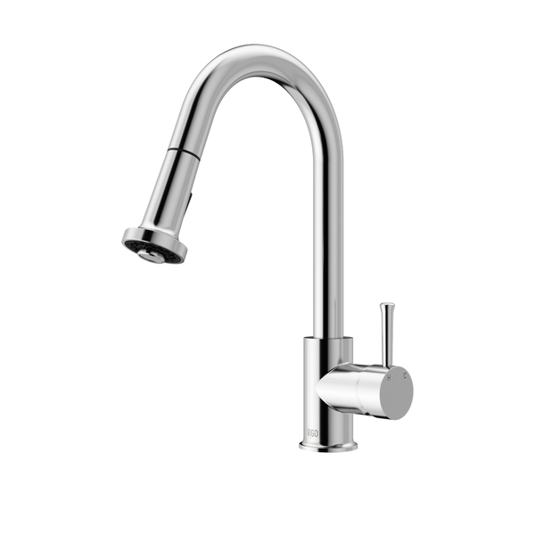 VIGO Harrison Chrome Pull-Down Spray Kitchen Faucet - Vigo beverly pull-out spray kitchen faucet