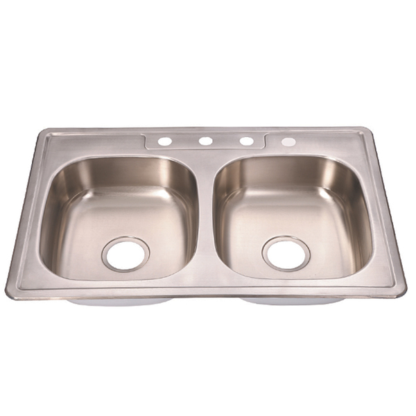 Fine Fixtures Top Mount Stainless Steel Equal Double Bowl Kitchen Sink - Stainless Steel Sink