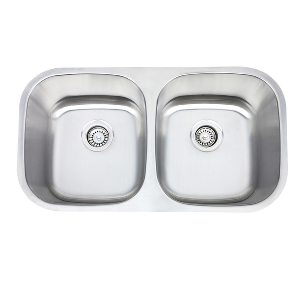 Highpoint Collection 32.5-inch Undermount Kitchen Sink with Drains - Double Bowl