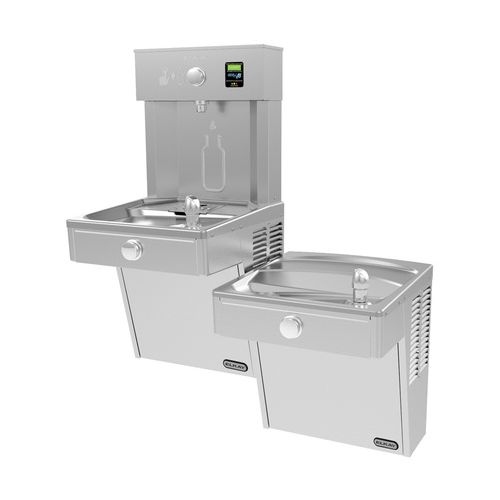 Elkay LVRCTL8WSK EZH2O ADA Wall Mount Bi-Level Refrigerated Drinking Fountain and Bottle Filling Station with Filter and Vandal