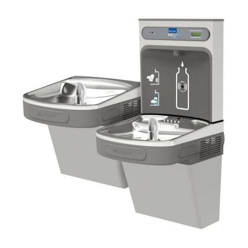 Elkay EZSTL8WSVRLK EZH2O Versatile Bi-Level Water Drinking Fountain and Bottle Filling Station with Cane Apron and Vandal