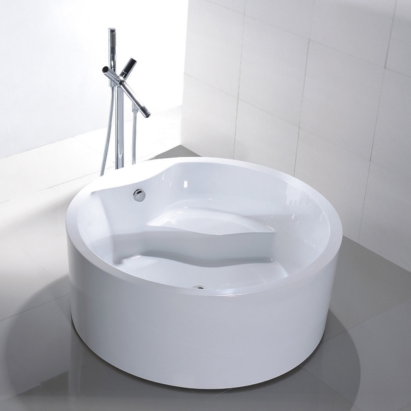 Freestanding 59-inch Round White Acrylic Bathtub - Acrylic Tub