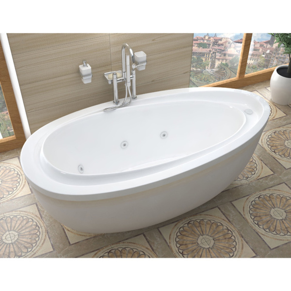 Atlantis Whirlpools Breeze 38 x 71 Oval Freestanding Whirlpool Jetted Bathtub in White - 38x71, White, Rounded